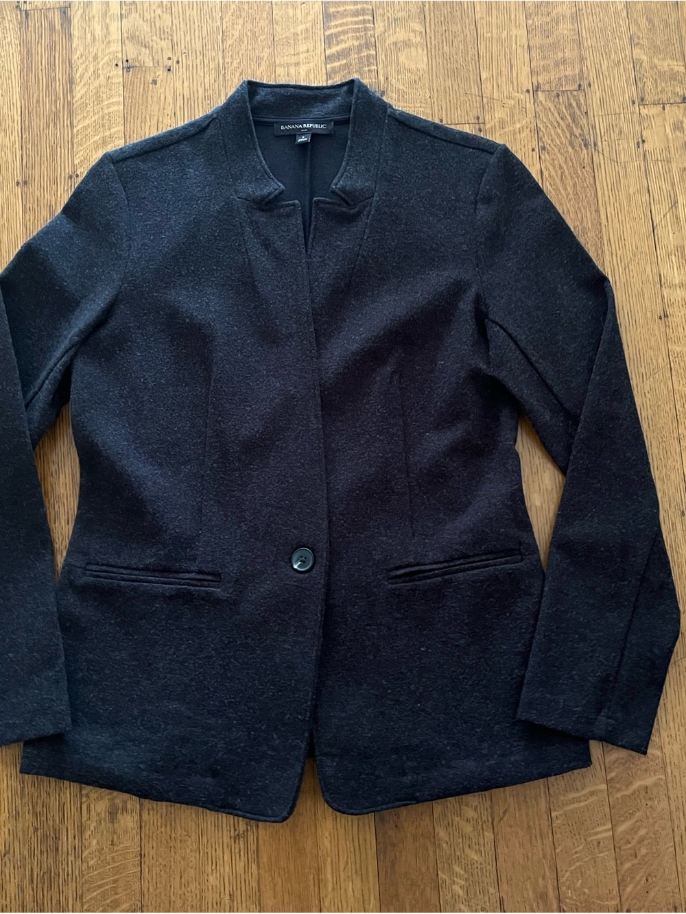 Banana Republic Women's Black Single-Button Collarless Blazer